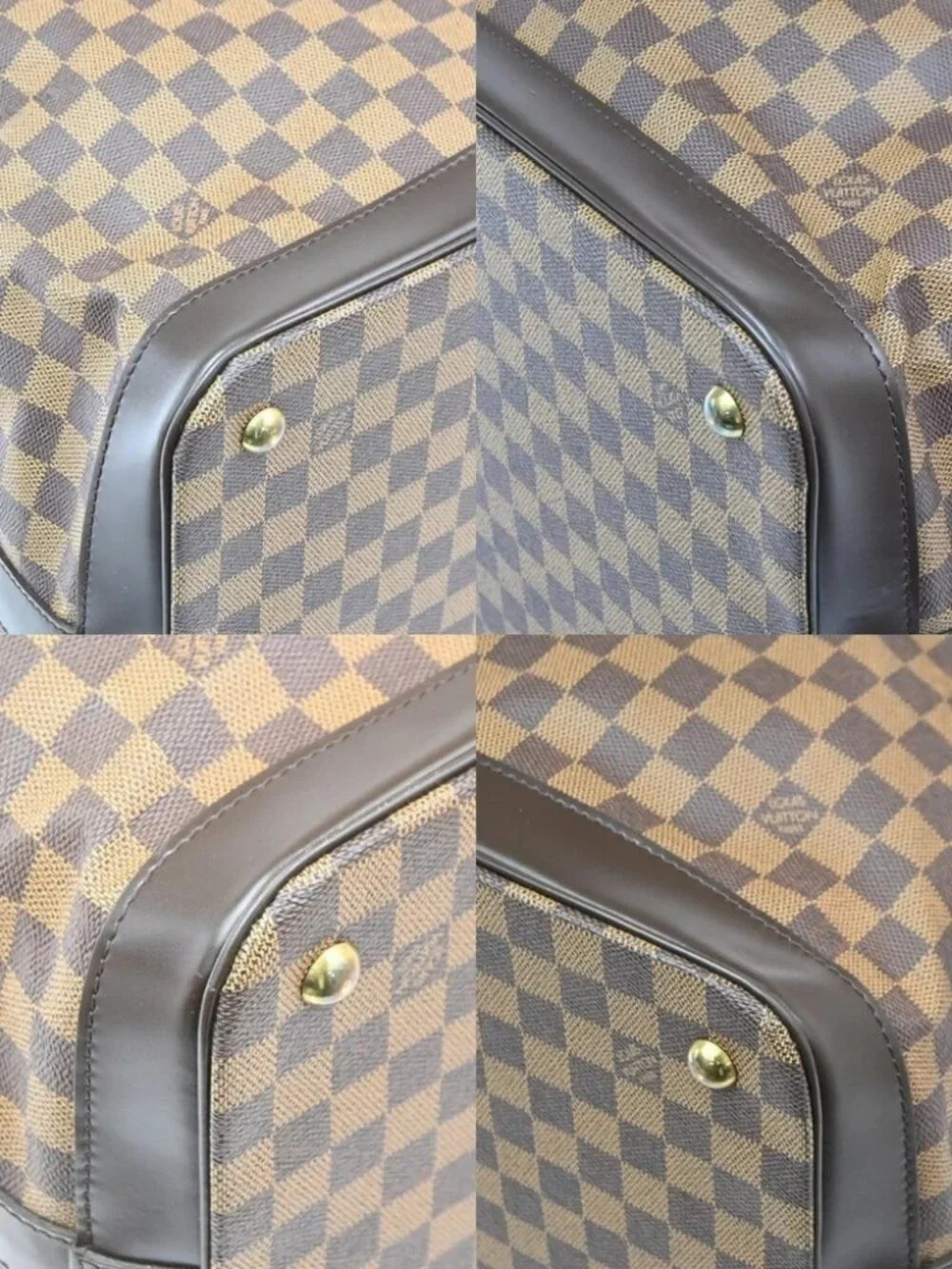 LOUIS VUITTON Grimaud Travel Hand Bag Damier Ebene Leather Brown
